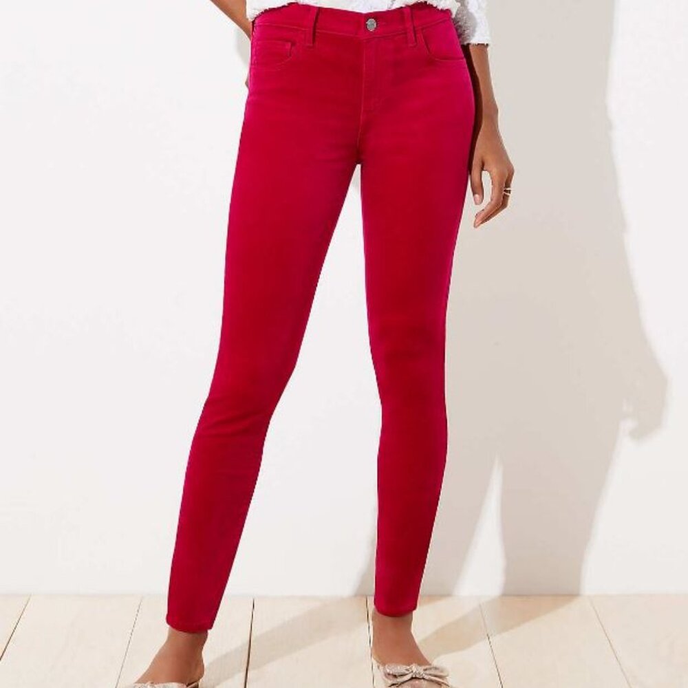 LOFT Skinny Velvet Pants - Magenta Pink - Size 24 00